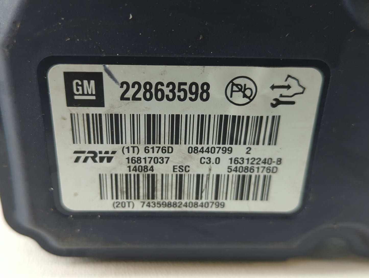 2013-2016 Chevrolet Malibu ABS Pump Control Module Replacement P/N:22863598 Fits Fits 2012 2013 2014 2015 2016 OEM Used Auto
