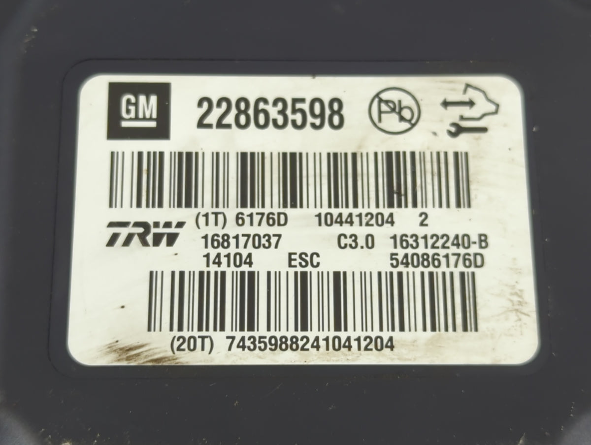 2013-2016 Chevrolet Malibu Anti-Lock Brake ABS Pump Module Actuator OEM P/N:22863598 Fits Fits 2012 2013 2014 2015 2016 OEM