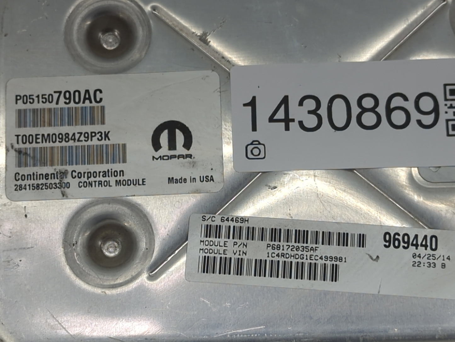 2014 Dodge Durango PCM Engine Control Computer ECU ECM PCU OEM P/N:P05150790AC 68172035AD Fits OEM Used Auto Parts - Oemused