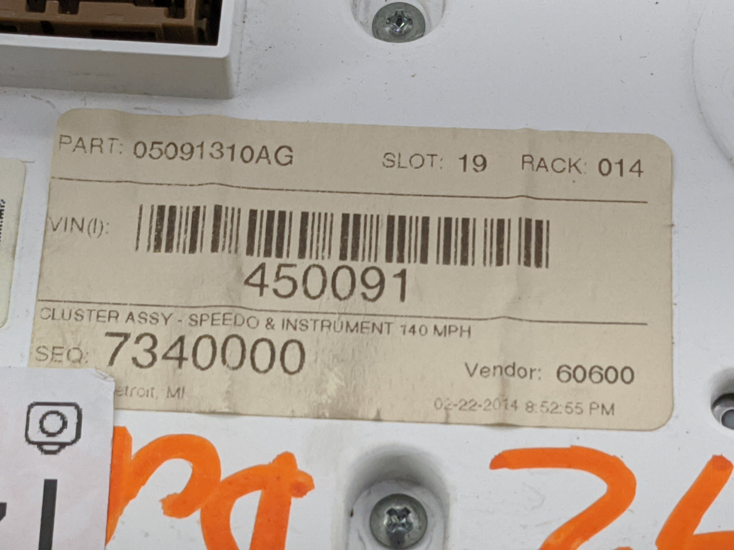 2014 Dodge Durango Instrument Cluster Speedometer Gauges P/N:05091310AG Miles:159K Fits OEM Used Auto Parts - Oemusedautopar