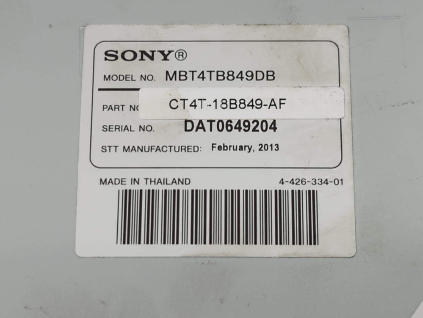 2013-2014 Ford Escape Radio AM FM Cd Player Receiver Replacement P/N:CT4T-18B849-AF Fits OEM Used Auto Parts - Oemusedautopa