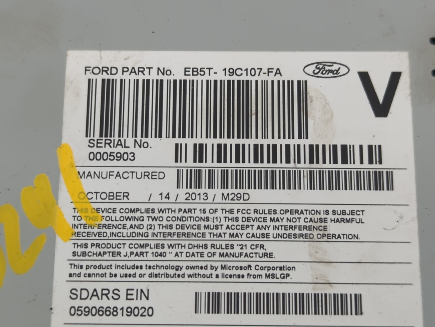 2014 Ford Explorer Radio AM FM Cd Player Receiver Replacement P/N:EB5T-19C107-FA Fits OEM Used Auto Parts - Oemusedautoparts