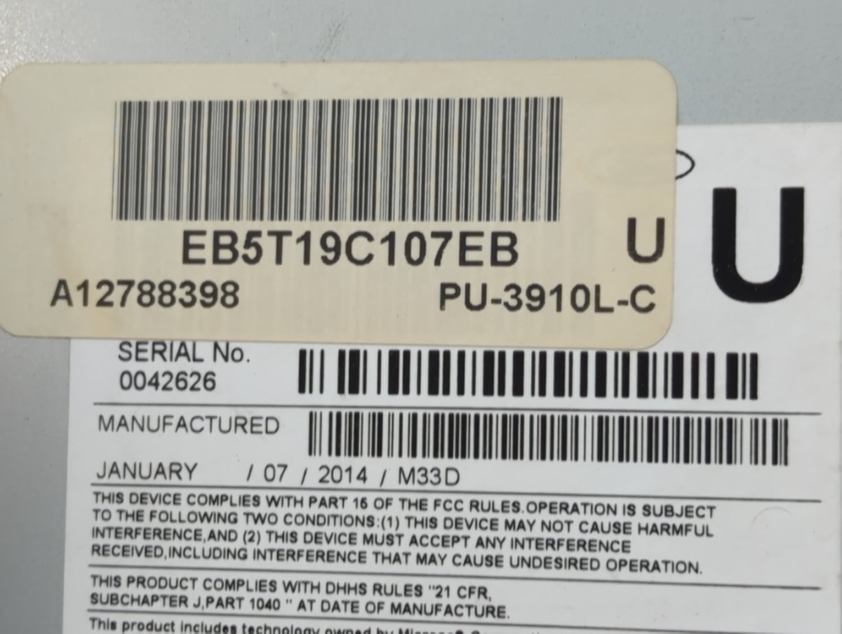 2013-2015 Ford Explorer Radio AM FM Cd Player Receiver Replacement P/N:EB5T19C107EB PU-3910L-C Fits OEM Used Auto Parts - Oe