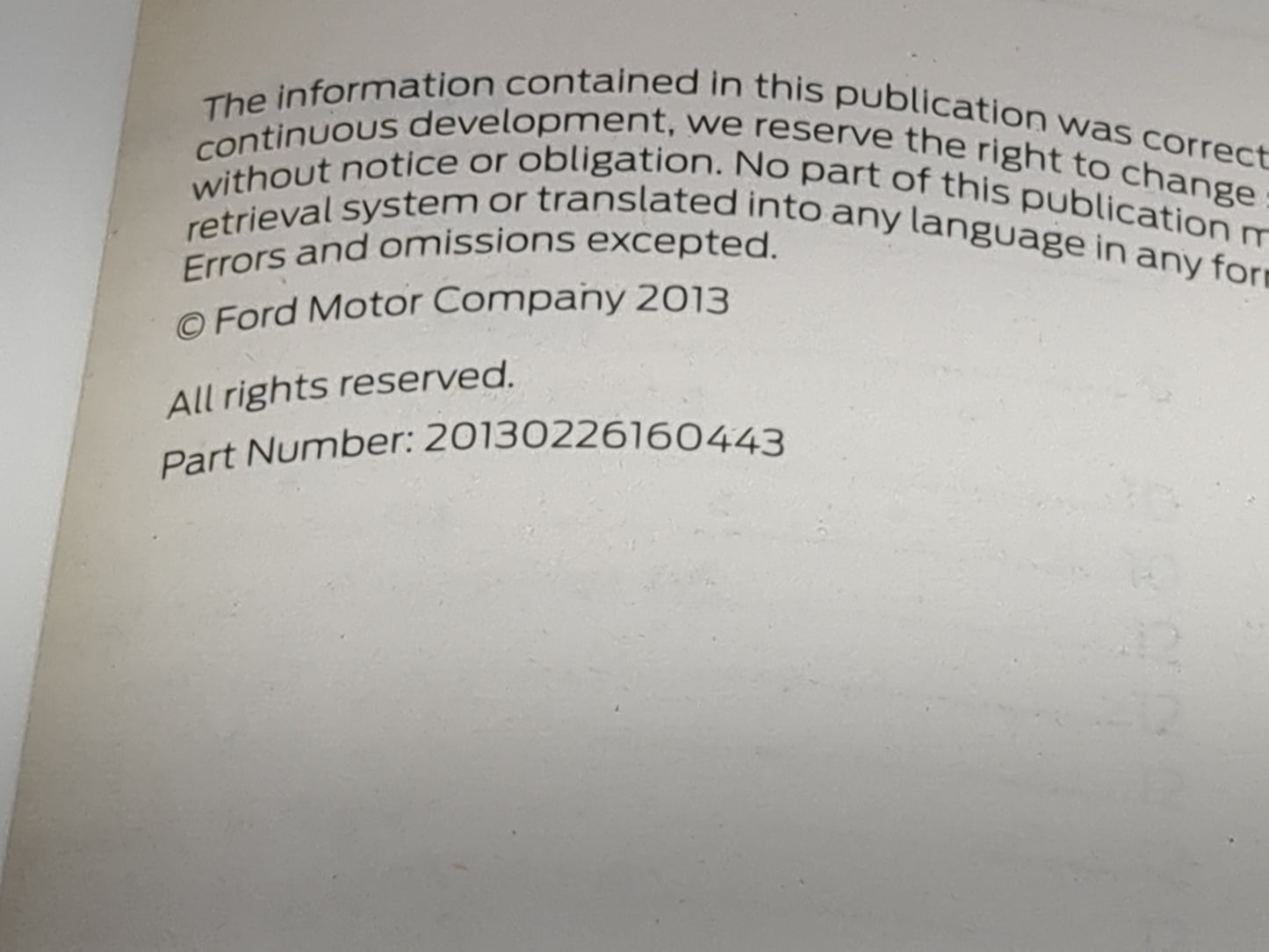 2014 Ford Fiesta Owners Manual Book Guide P/N:20130226160443 OEM Used Auto Parts - Oemusedautoparts1.com