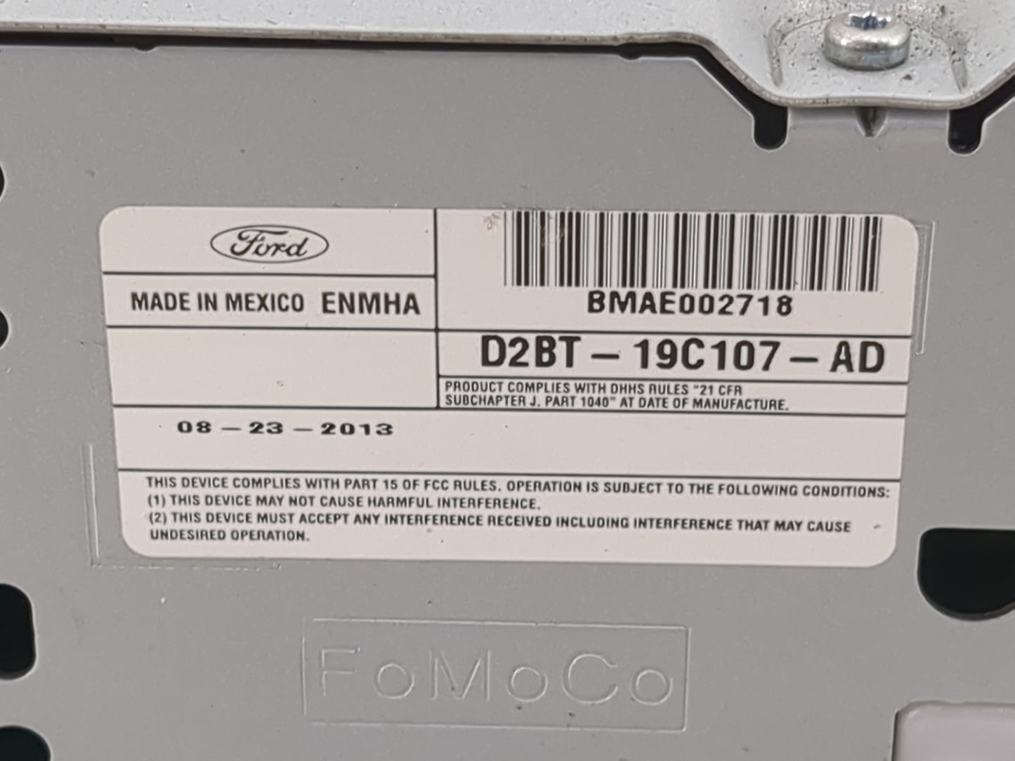 2014-2015 Ford Fiesta Radio AM FM Cd Player Receiver Replacement P/N:D2BT-19C107-AD BMAE002718 Fits Fits 2014 2015 OEM Used