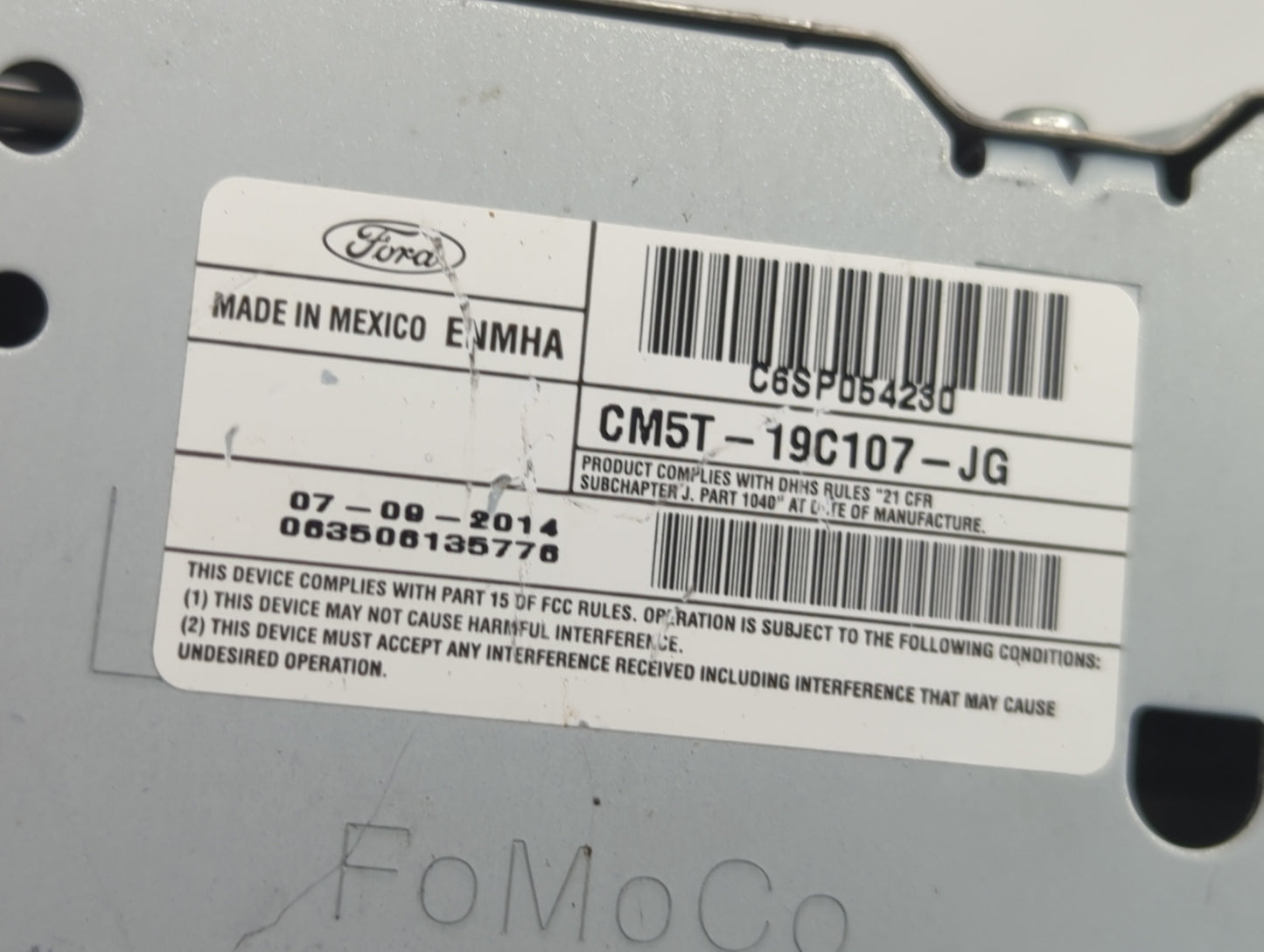 2012-2014 Ford Focus Radio AM FM Cd Player Receiver Replacement P/N:CM5T-19C107-JG Fits Fits 2012 2013 2014 OEM Used Auto Pa