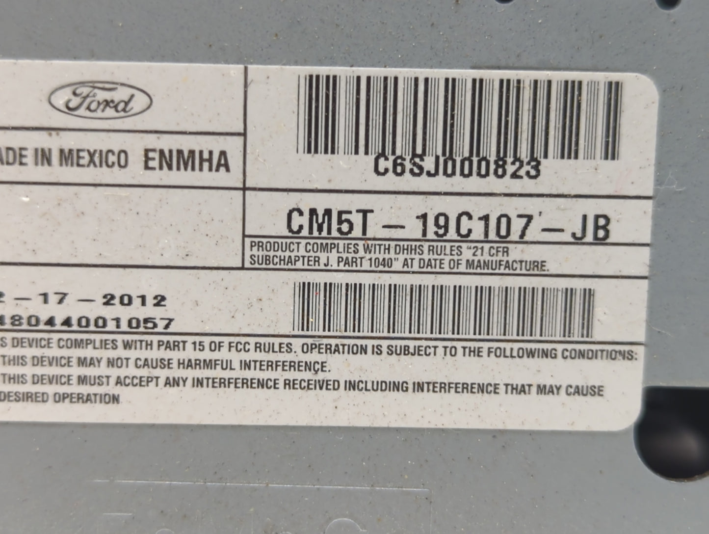 2012-2014 Ford Focus Radio AM FM Cd Player Receiver Replacement P/N:CM5T-19C107-JB A12522935, A12510057 Fits Fits 2012 2013