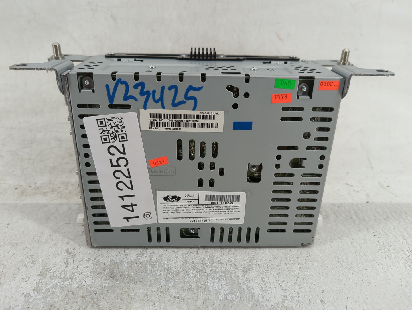 2013-2015 Ford Fusion Radio AM FM Cd Player Receiver Replacement P/N:DS7T-19C107-CL Fits Fits 2013 2014 2015 OEM Used Auto P