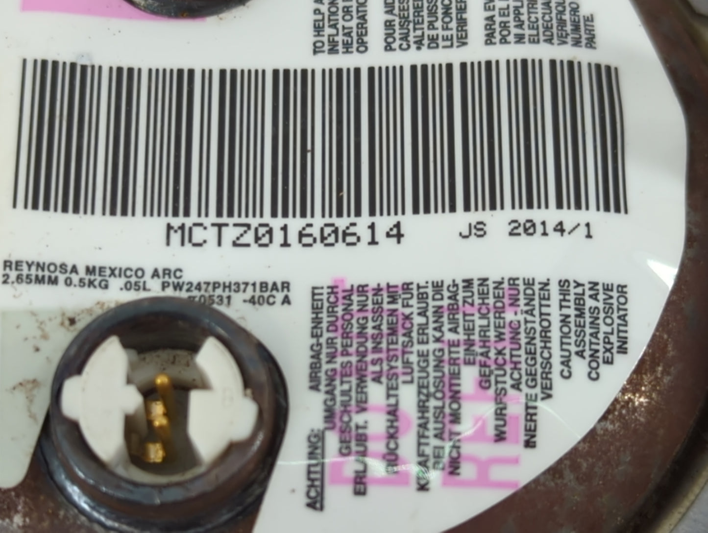 2013-2017 Gmc Acadia Air Bag Driver Left Steering Wheel Mounted P/N:MCTZ0160614 Fits Fits 2013 2014 2015 2016 2017 OEM Used