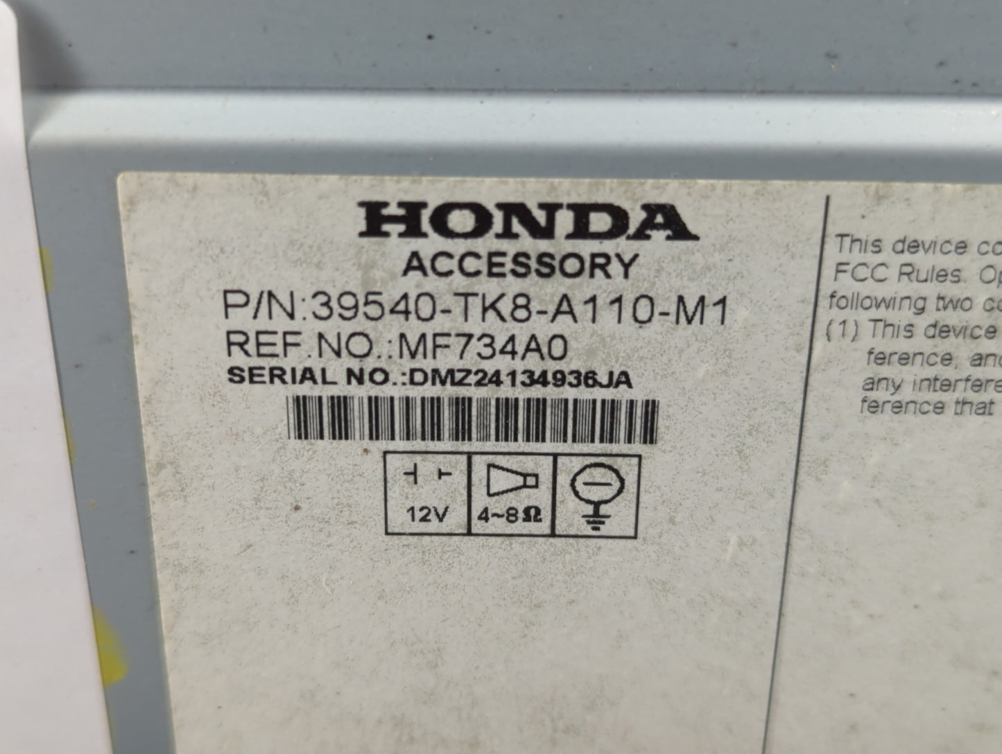 2014-2017 Honda Odyssey Radio AM FM Cd Player Receiver Replacement P/N:39540-TK8-A310-M1 Fits Fits 2014 2015 2016 2017 OEM U