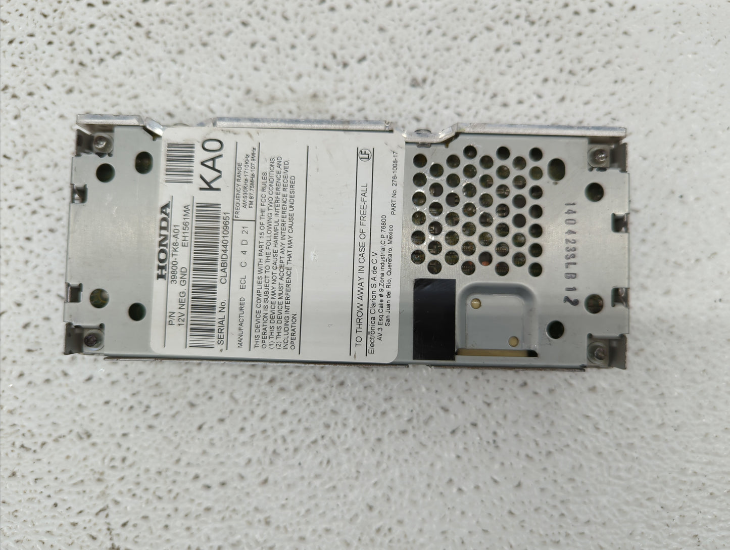 2014-2017 Honda Odyssey Radio AM FM Cd Player Receiver Replacement P/N:3800-tk8-a01 Fits Fits 2014 2015 2016 2017 OEM Used A