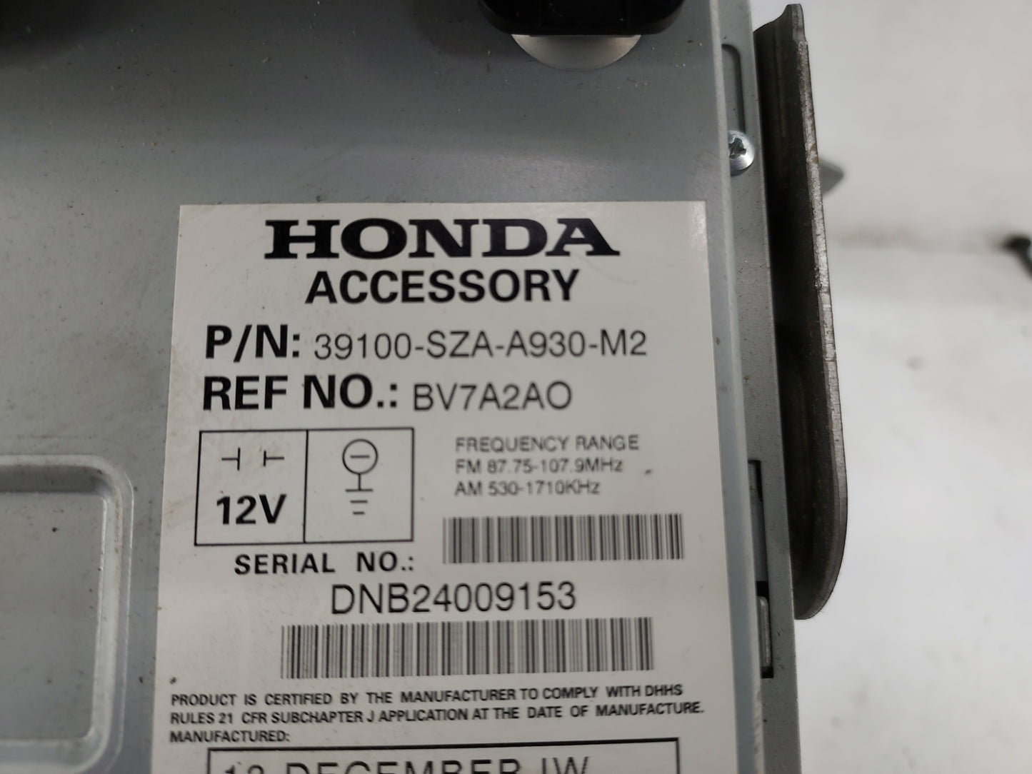 2013-2015 Honda Pilot Radio AM FM Cd Player Receiver Replacement P/N:39100-SZA-A930-M2 BV7A2AO Fits Fits 2013 2014 2015 OEM