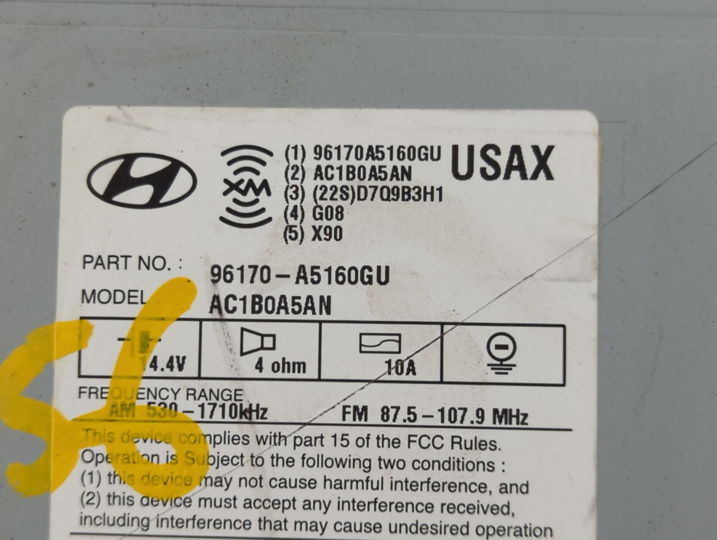 2014-2015 Hyundai Elantra Radio AM FM Cd Player Receiver Replacement P/N:96170-A5160GU Fits Fits 2014 2015 OEM Used Auto Par