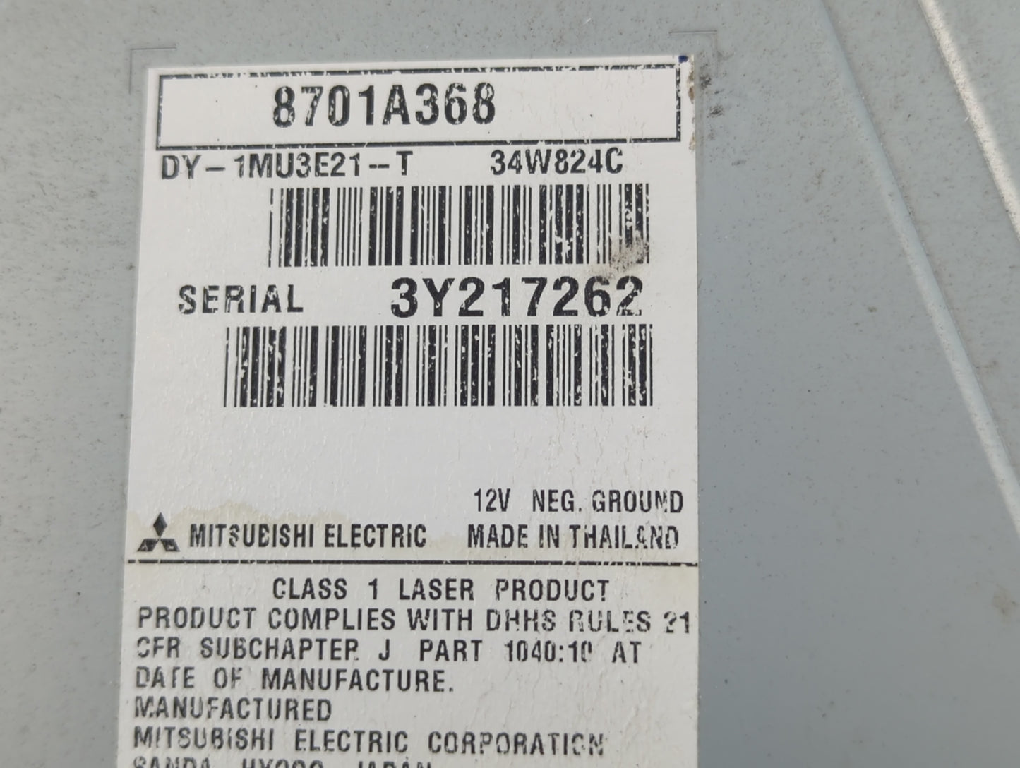 2014 Mitsubishi Mirage Radio AM FM Cd Player Receiver Replacement P/N:38077303 8701A368 Fits OEM Used Auto Parts - Oemusedau