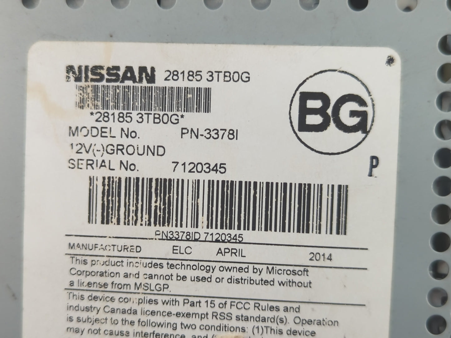 2013-2015 Nissan Altima Radio AM FM Cd Player Receiver Replacement P/N:28185 3TB0G Fits Fits 2013 2014 2015 OEM Used Auto Pa