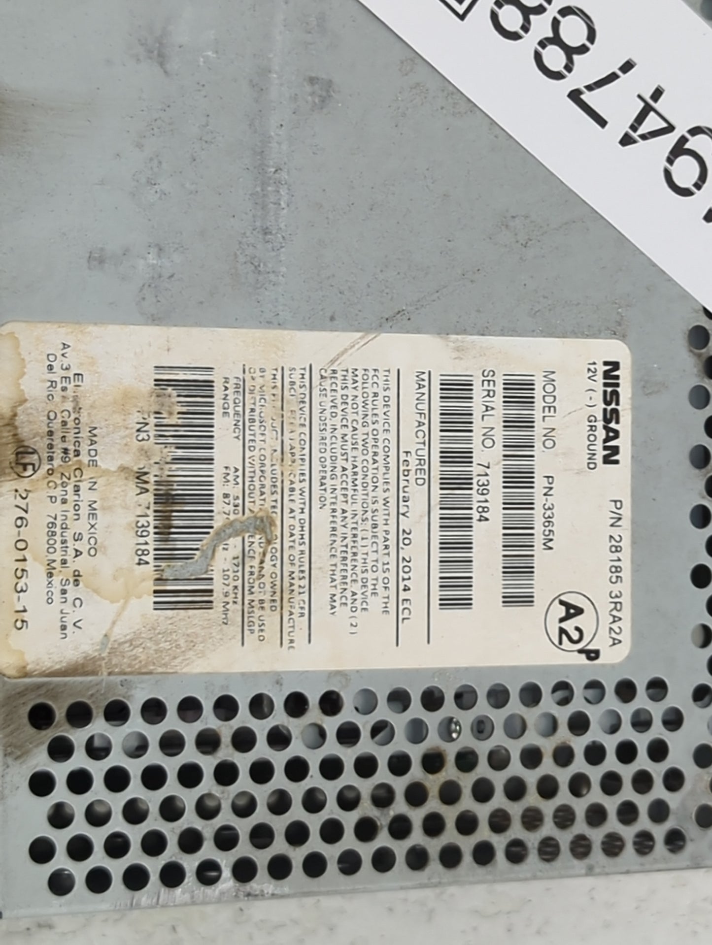 2013-2014 Nissan Sentra Radio AM FM Cd Player Receiver Replacement P/N:281853RA2A PN-3365M Fits Fits 2013 2014 OEM Used Auto
