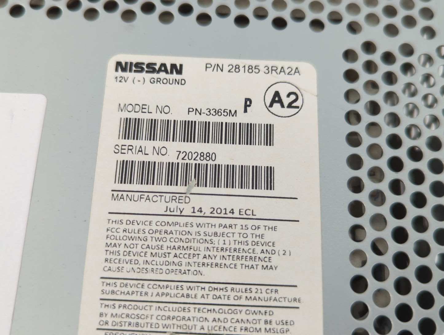 2013-2014 Nissan Sentra Radio AM FM Cd Player Receiver Replacement P/N:28185 3RA2A Fits Fits 2013 2014 OEM Used Auto Parts -