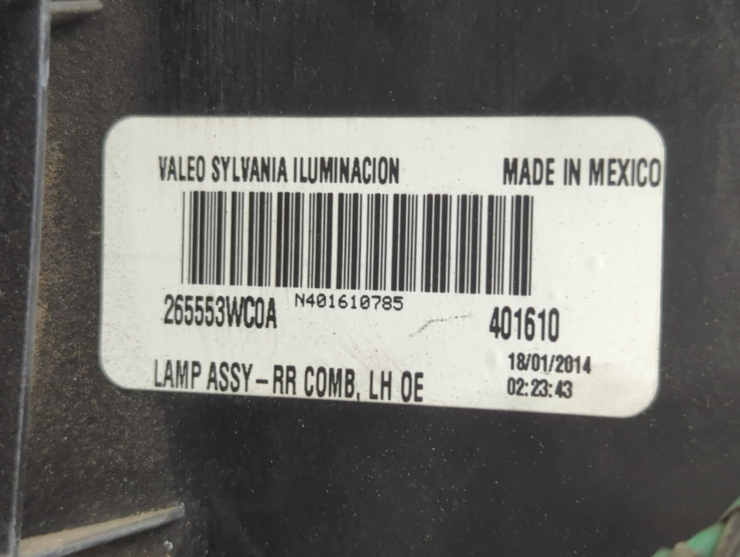 2014-2019 Nissan Versa Tail Light Assembly Driver Left OEM P/N:265553WC0A Fits Fits 2014 2015 2016 2017 2018 2019 OEM Used A