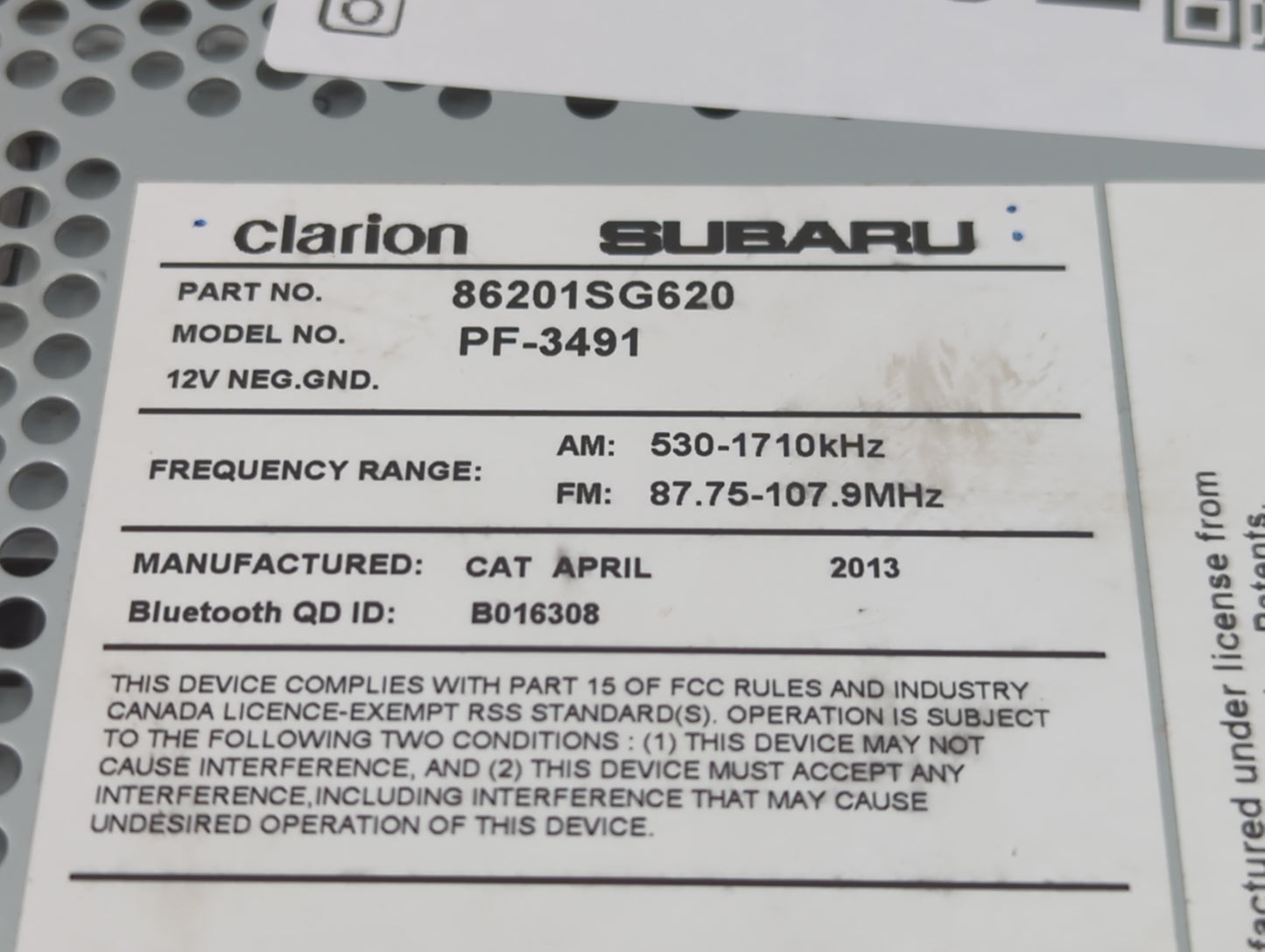 2014 Subaru Forester Radio AM FM Cd Player Receiver Replacement P/N:86201SG620 Fits OEM Used Auto Parts - Oemusedautoparts1.
