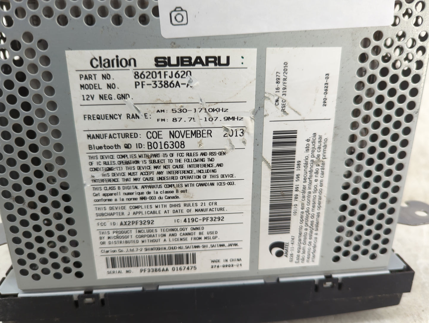 2014 Subaru Impreza Radio AM FM Cd Player Receiver Replacement P/N:86201FJ620 PF-3386A-A, AX2PF3292, 419C-PF3292 Fits OEM Us