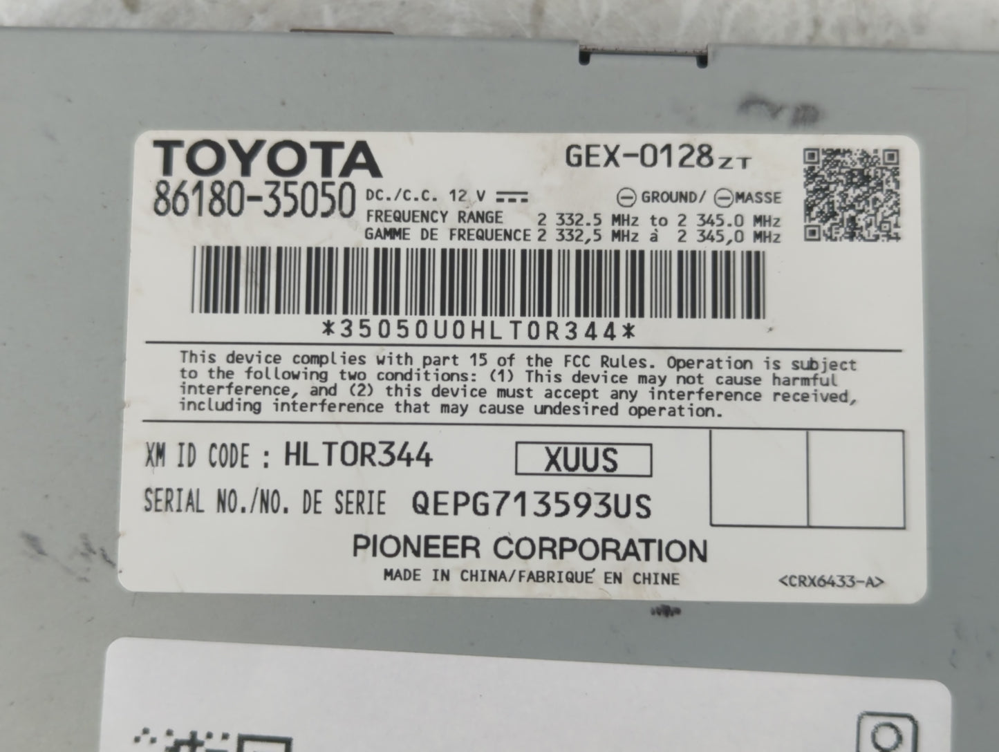 2014-2016 Toyota Corolla Radio AM FM Cd Player Receiver Replacement P/N:86180-35050 Fits Fits 2014 2015 2016 OEM Used Auto P