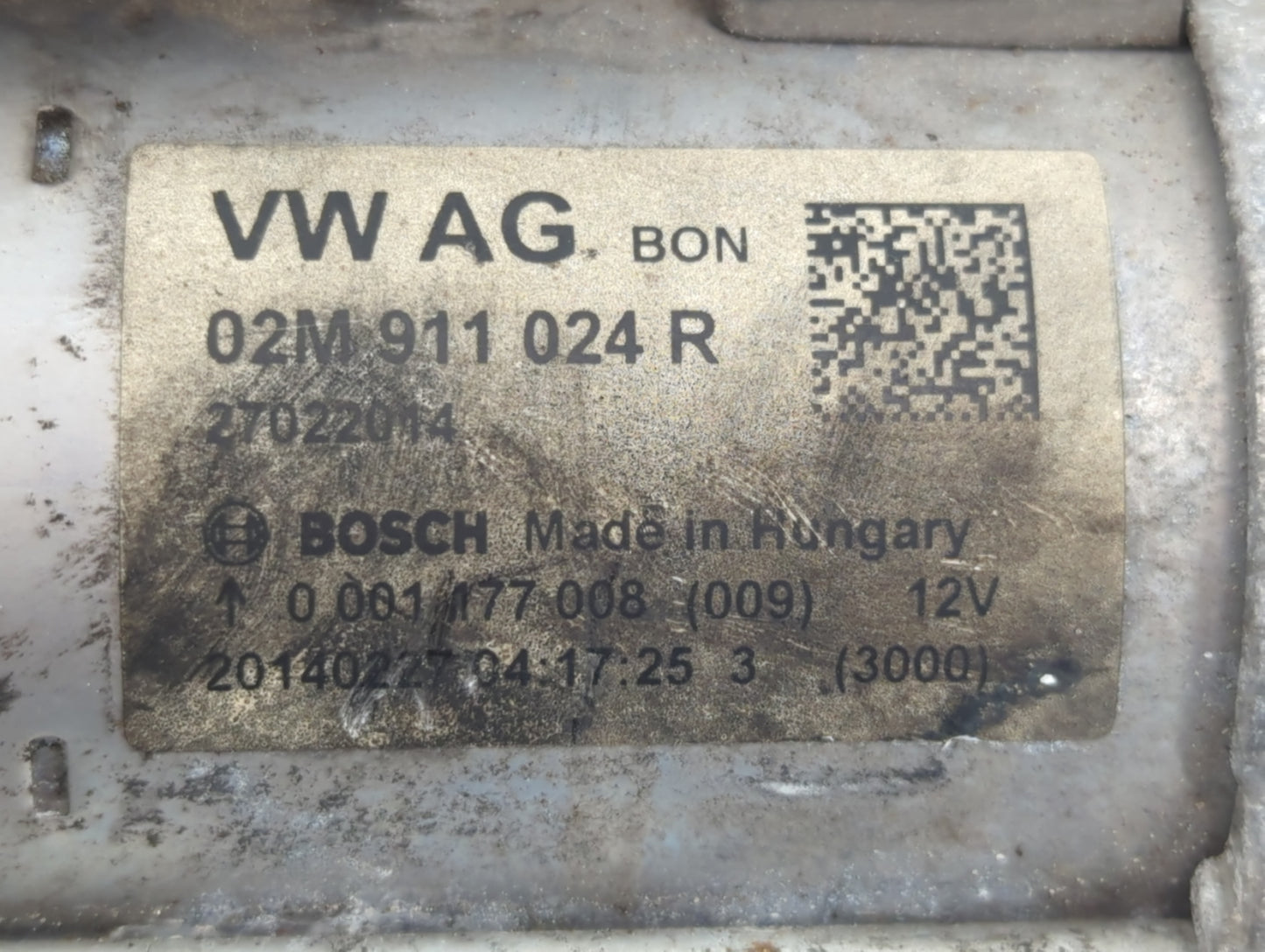 2014-2017 Volkswagen Beetle Car Starter Motor Solenoid OEM P/N:02M 911 024 R Fits OEM Used Auto Parts - Oemusedautoparts1.co