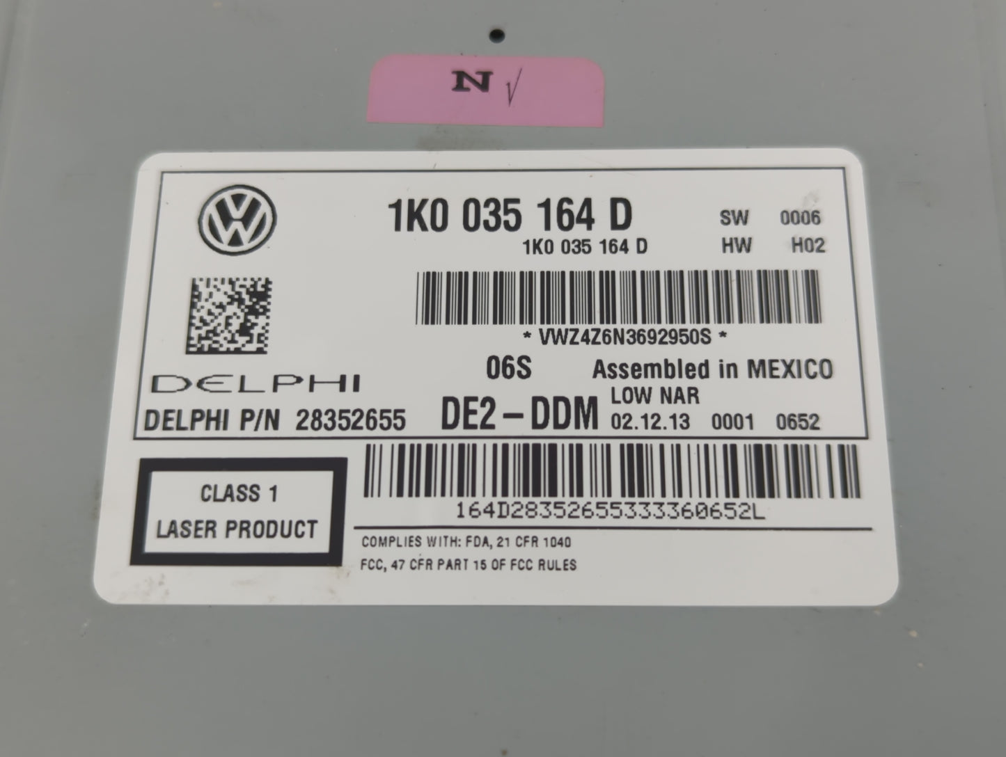 2012-2017 Volkswagen Jetta Radio AM FM Cd Player Receiver Replacement P/N:1K0 035 164 D Fits Fits 2012 2013 2014 2015 2016 2