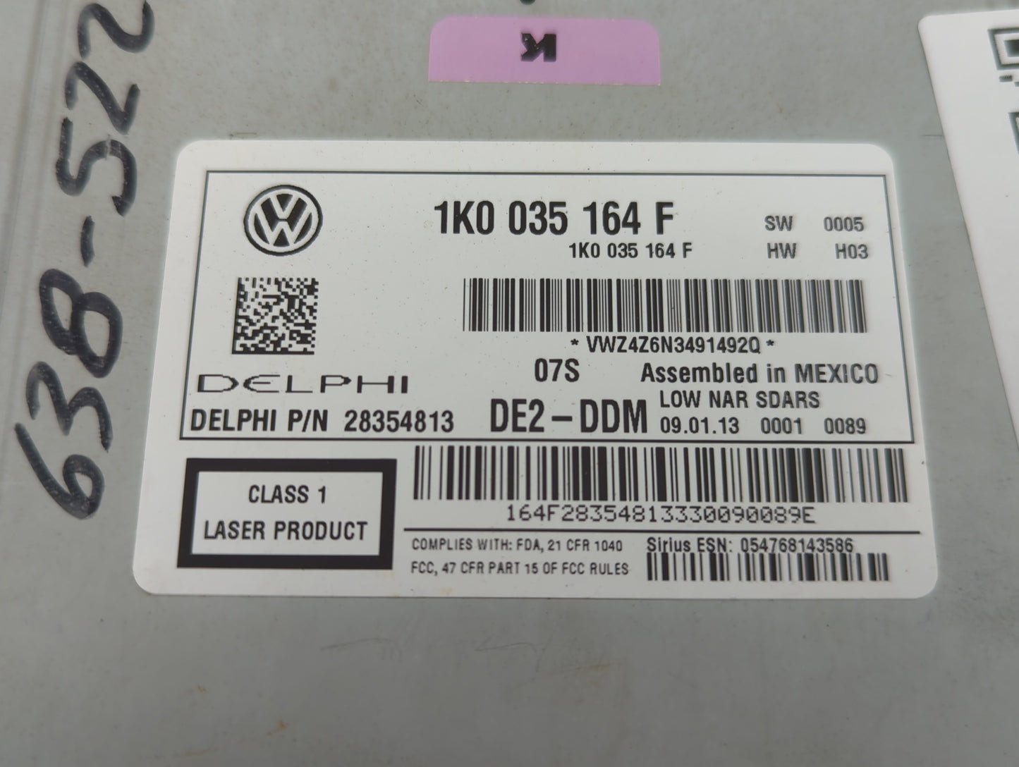 2011-2014 Volkswagen Jetta Radio AM FM Cd Player Receiver Replacement P/N:1K0 035 164 F Fits Fits 2011 2012 2013 2014 2015 2