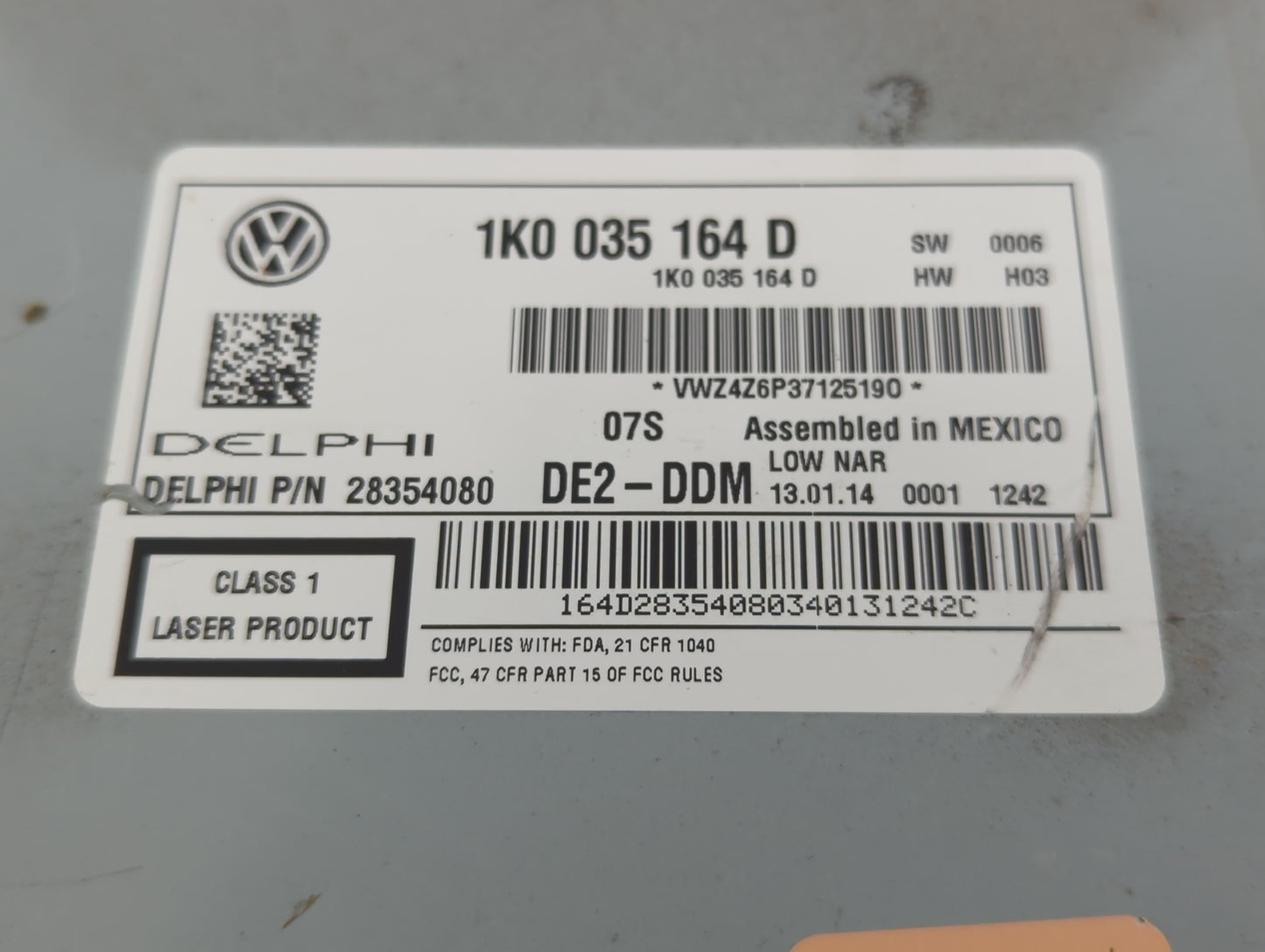 2011-2014 Volkswagen Jetta Radio AM FM Cd Player Receiver Replacement P/N:1K0 035 164 D Fits Fits 2011 2012 2013 2014 2015 2