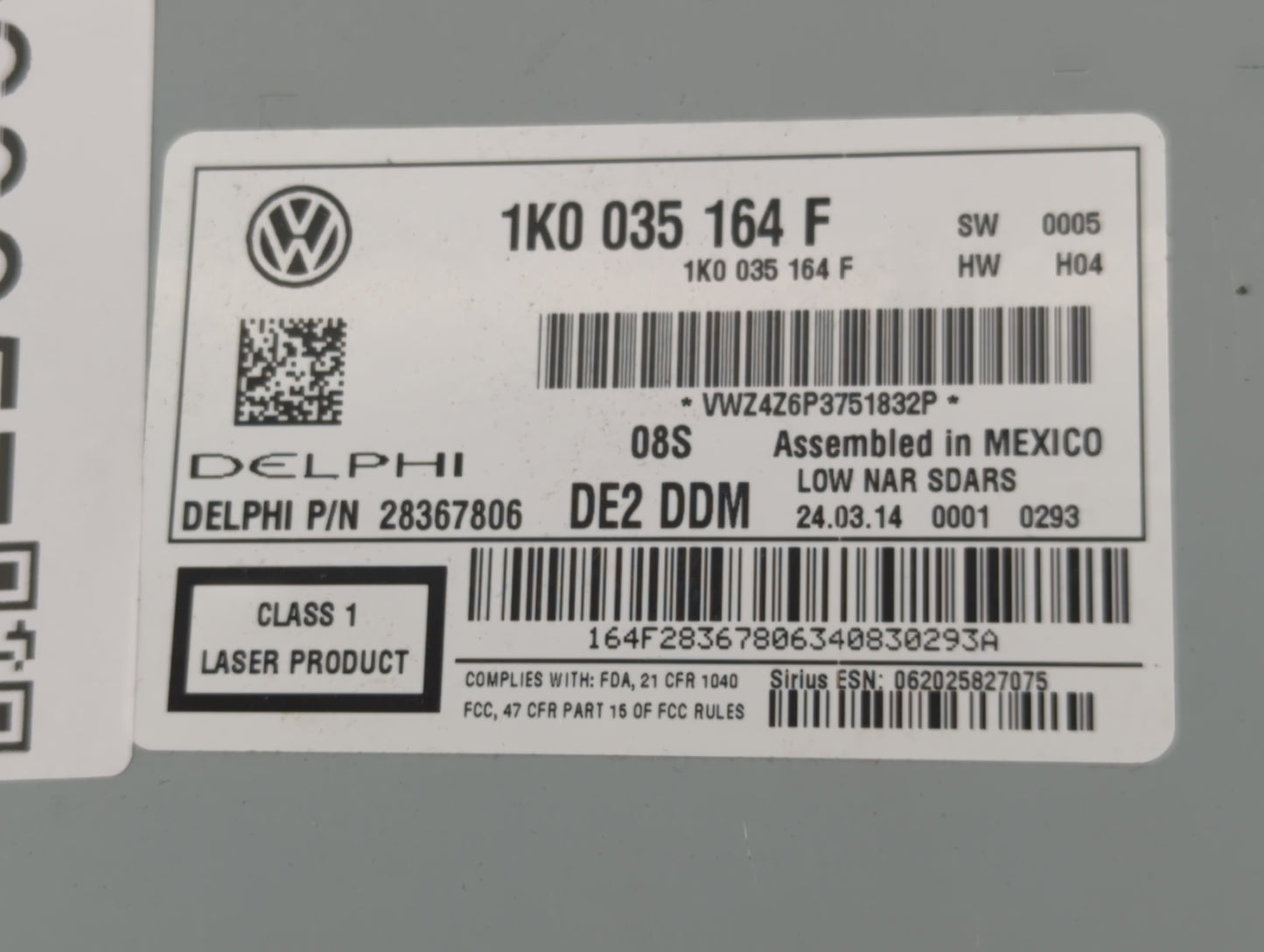 2012-2015 Volkswagen Passat Radio AM FM Cd Player Receiver Replacement P/N:1K0 035 164 F Fits Fits 2011 2012 2013 2014 2015