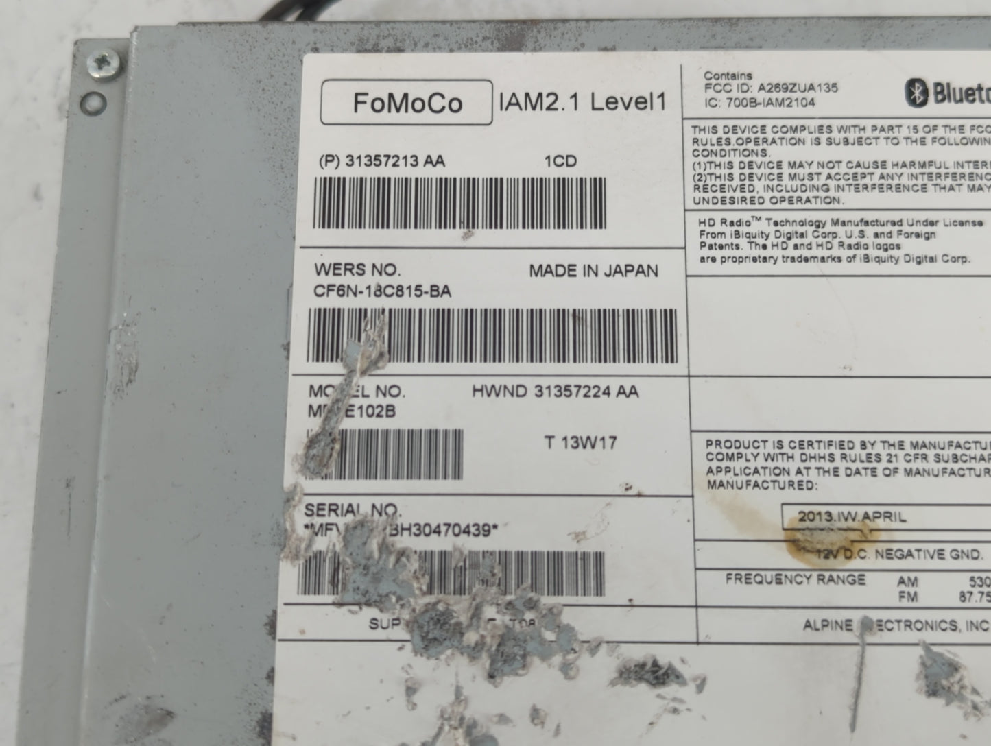 2011-2015 Volvo Xc60 Am Fm Cd Player Radio Receiver - Oemusedautoparts1.com