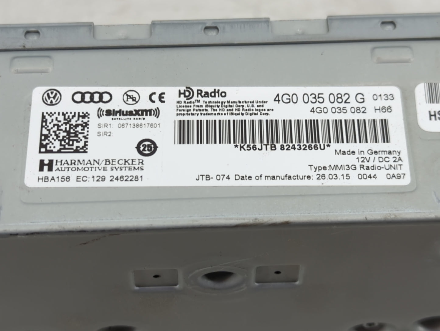 2013-2015 Audi Q7 Radio AM FM Cd Player Receiver Replacement P/N:4G0 035 082 G Fits OEM Used Auto Parts - Oemusedautoparts1.