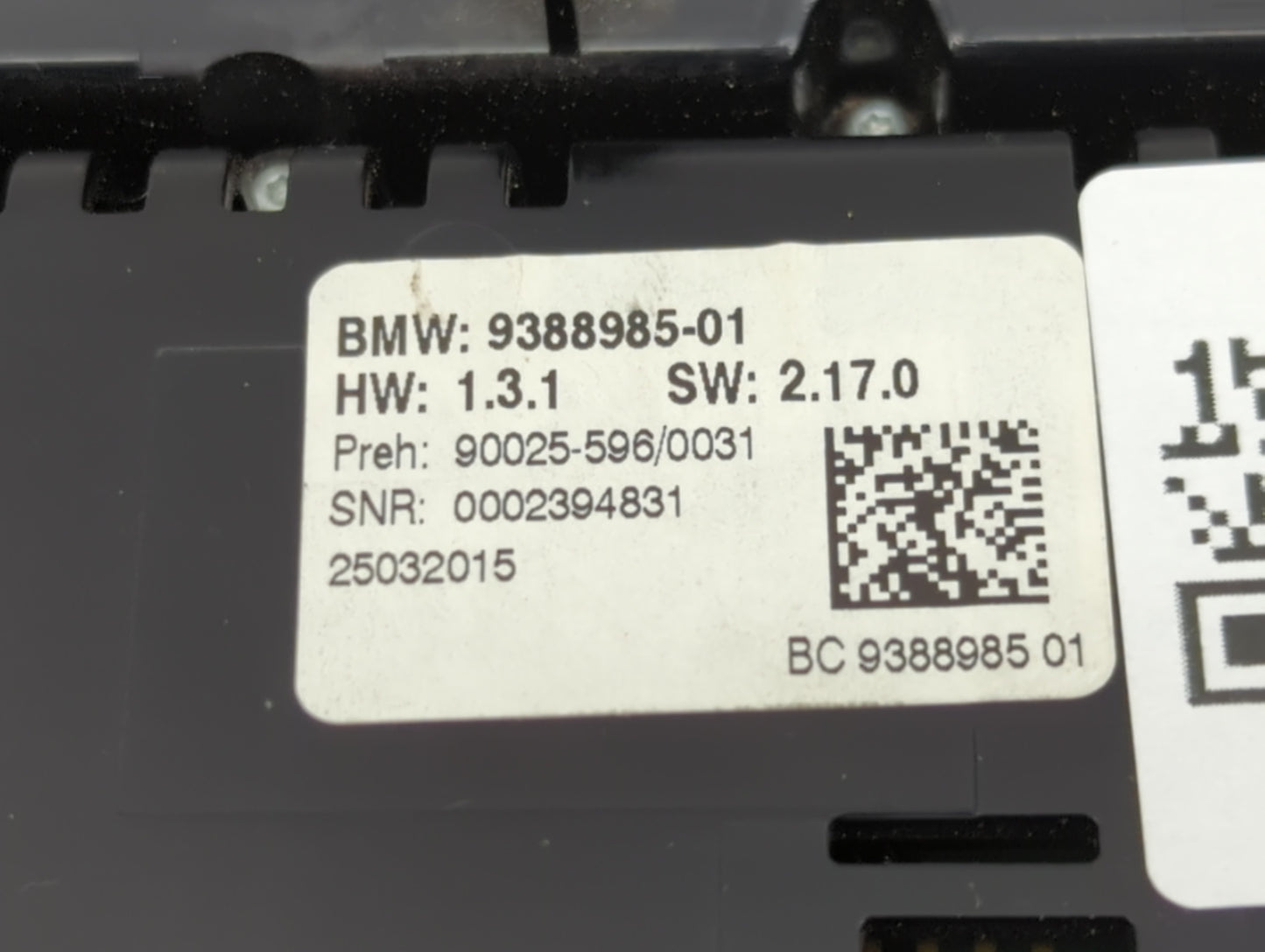 2015 Bmw 750 Climate Control Module Temperature AC/Heater Replacement P/N:9388985-01 90025-596/0031 Fits OEM Used Auto Parts