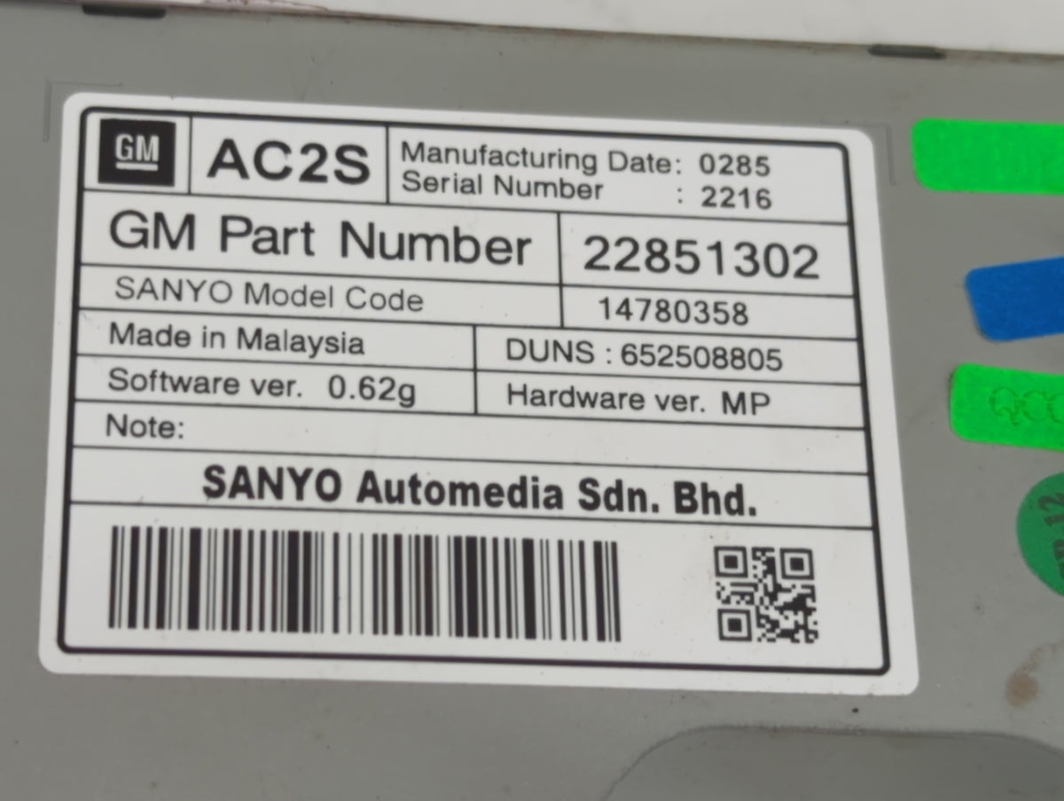 2012-2016 Chevrolet Cruze Information Radio Display Screen 1118769 - Oemusedautoparts1.com