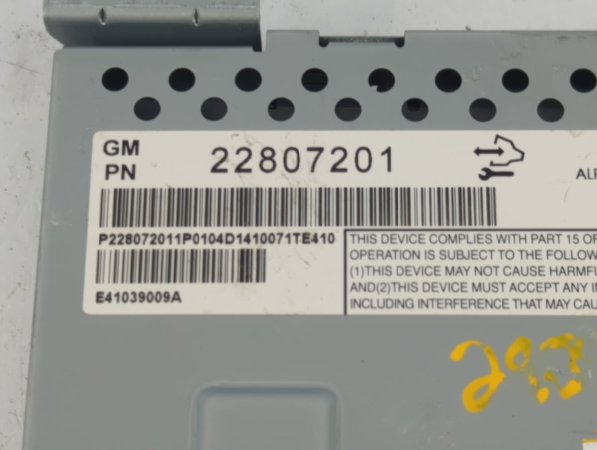2015 Chevrolet Equinox Radio AM FM Cd Player Receiver Replacement P/N:22807201 Fits Fits 2014 2016 2017 OEM Used Auto Parts