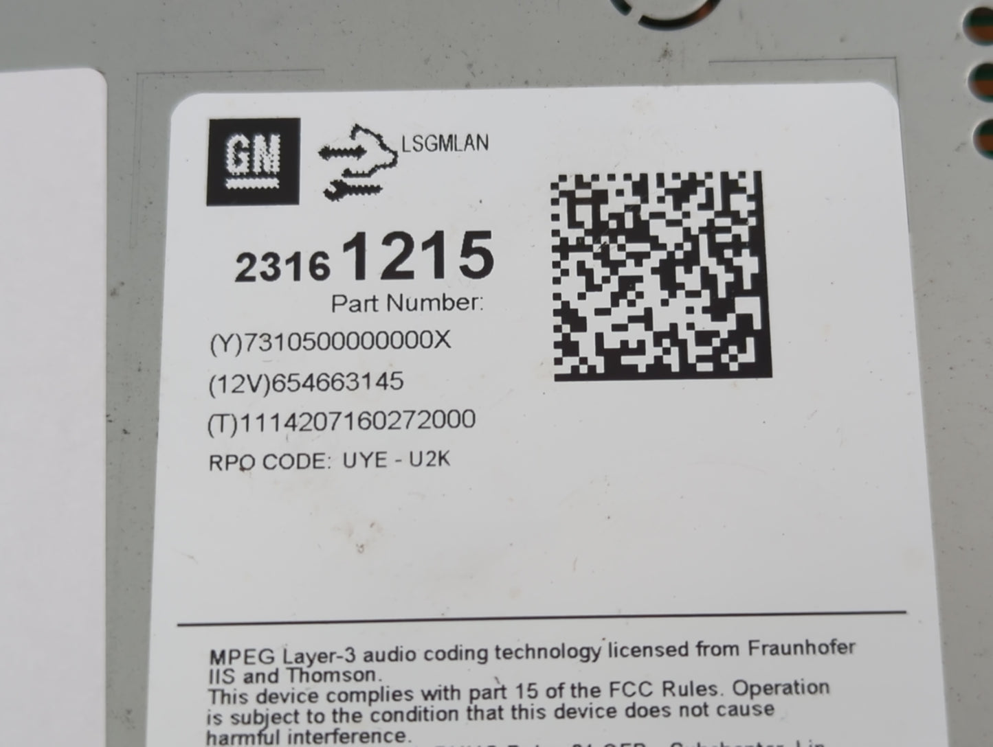 2014-2016 Chevrolet Malibu Radio AM FM Cd Player Receiver Replacement P/N:23161215 Fits Fits 2014 2015 2016 OEM Used Auto Pa
