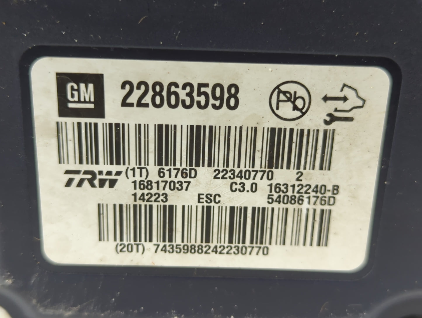 2013-2016 Chevrolet Malibu ABS Pump Control Module Replacement P/N:22863598 Fits Fits 2012 2013 2014 2015 2016 OEM Used Auto