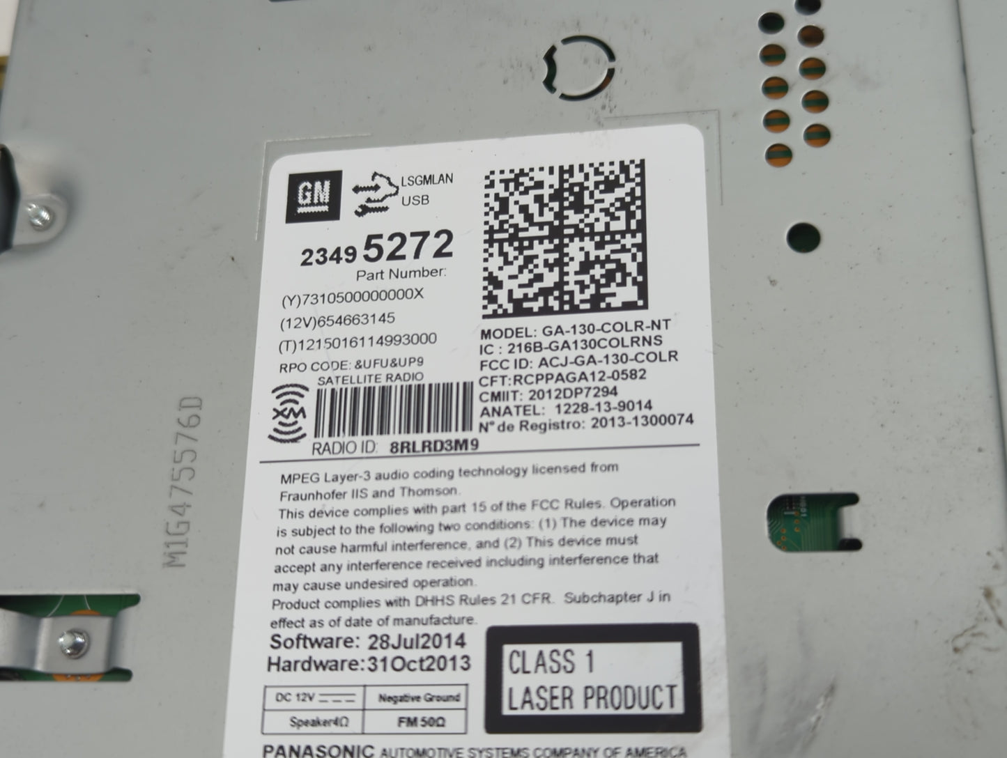 2014-2016 Chevrolet Malibu Radio AM FM Cd Player Receiver Replacement P/N:23495272 Fits Fits 2014 2015 2016 OEM Used Auto Pa