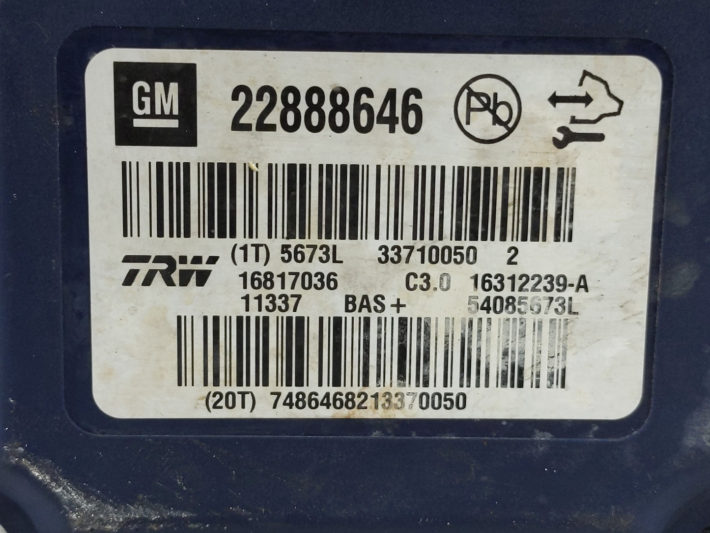 2013-2016 Chevrolet Malibu ABS Pump Control Module Replacement P/N:22888646 Fits Fits 2012 2013 2014 2015 2016 OEM Used Auto