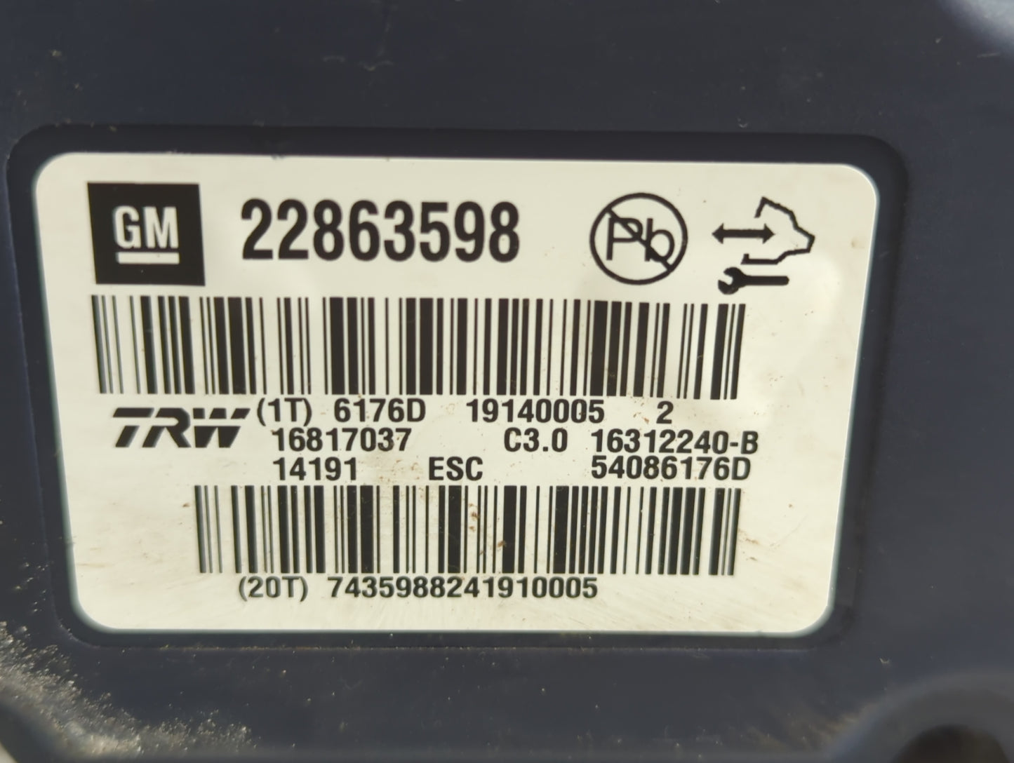 2013-2016 Chevrolet Malibu ABS Pump Control Module Replacement P/N:22863598 Fits Fits 2012 2013 2014 2015 2016 OEM Used Auto