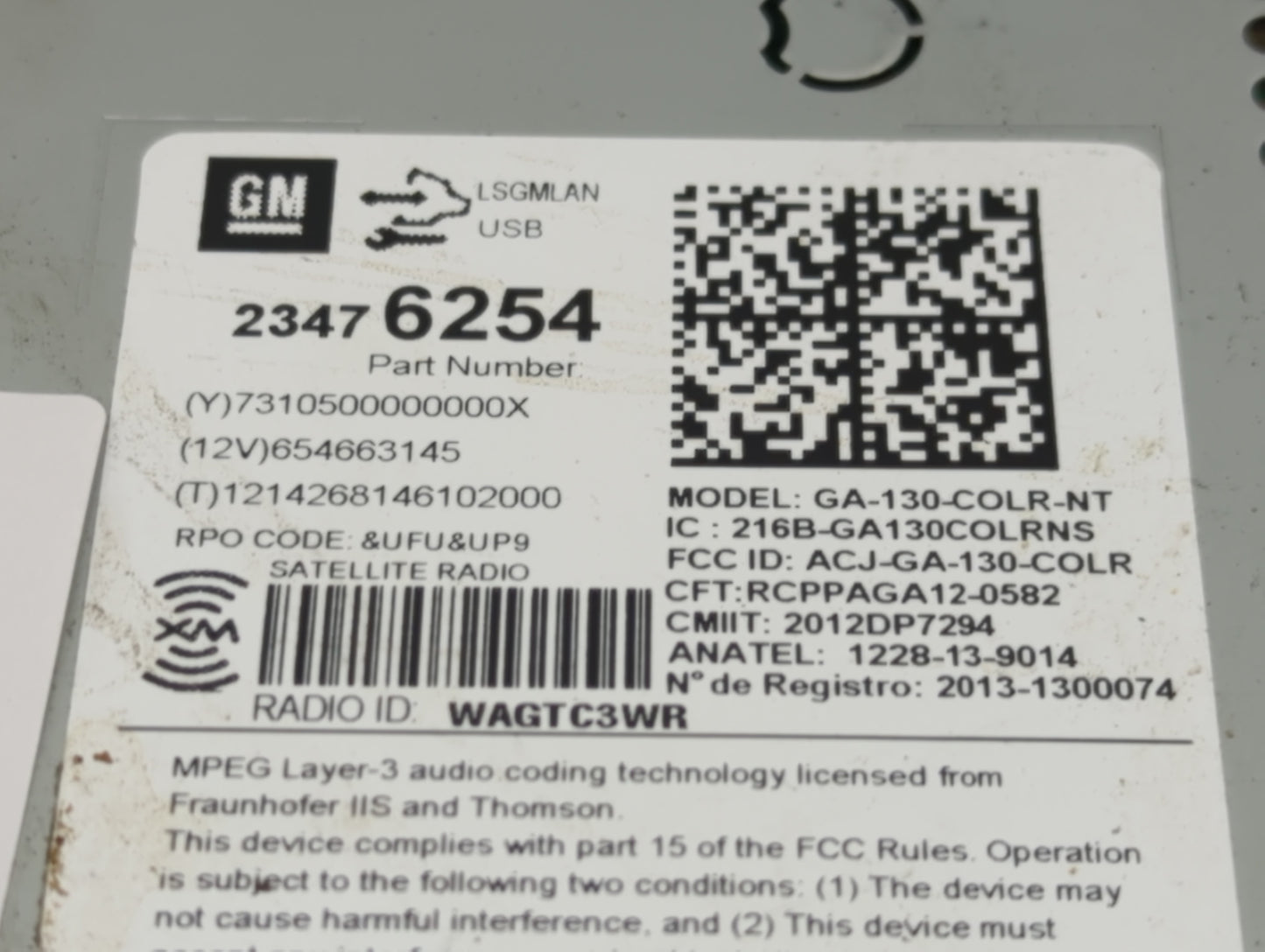 2014-2016 Chevrolet Malibu Radio AM FM Cd Player Receiver Replacement P/N:23476254 Fits Fits 2014 2015 2016 OEM Used Auto Pa