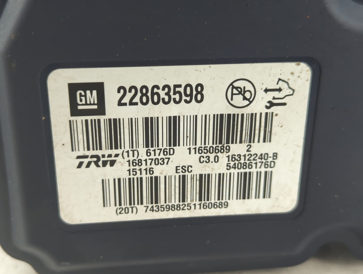 2013-2016 Chevrolet Malibu Anti-Lock Brake ABS Pump Module Actuator OEM P/N:22863598 Fits Fits 2012 2013 2014 2015 2016 OEM