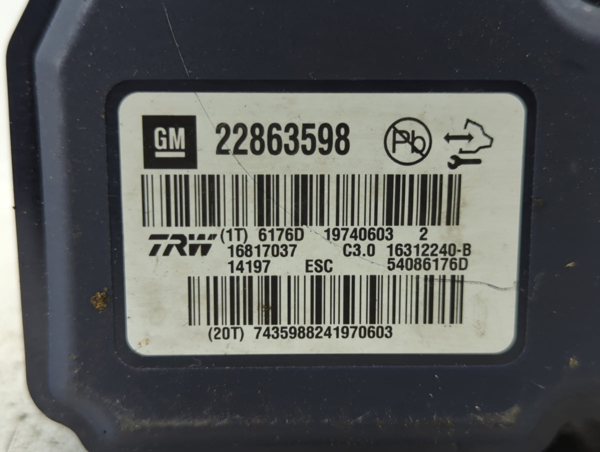 2013-2016 Chevrolet Malibu Anti-Lock Brake ABS Pump Module Actuator OEM P/N:22863598 Fits Fits 2012 2013 2014 2015 2016 OEM