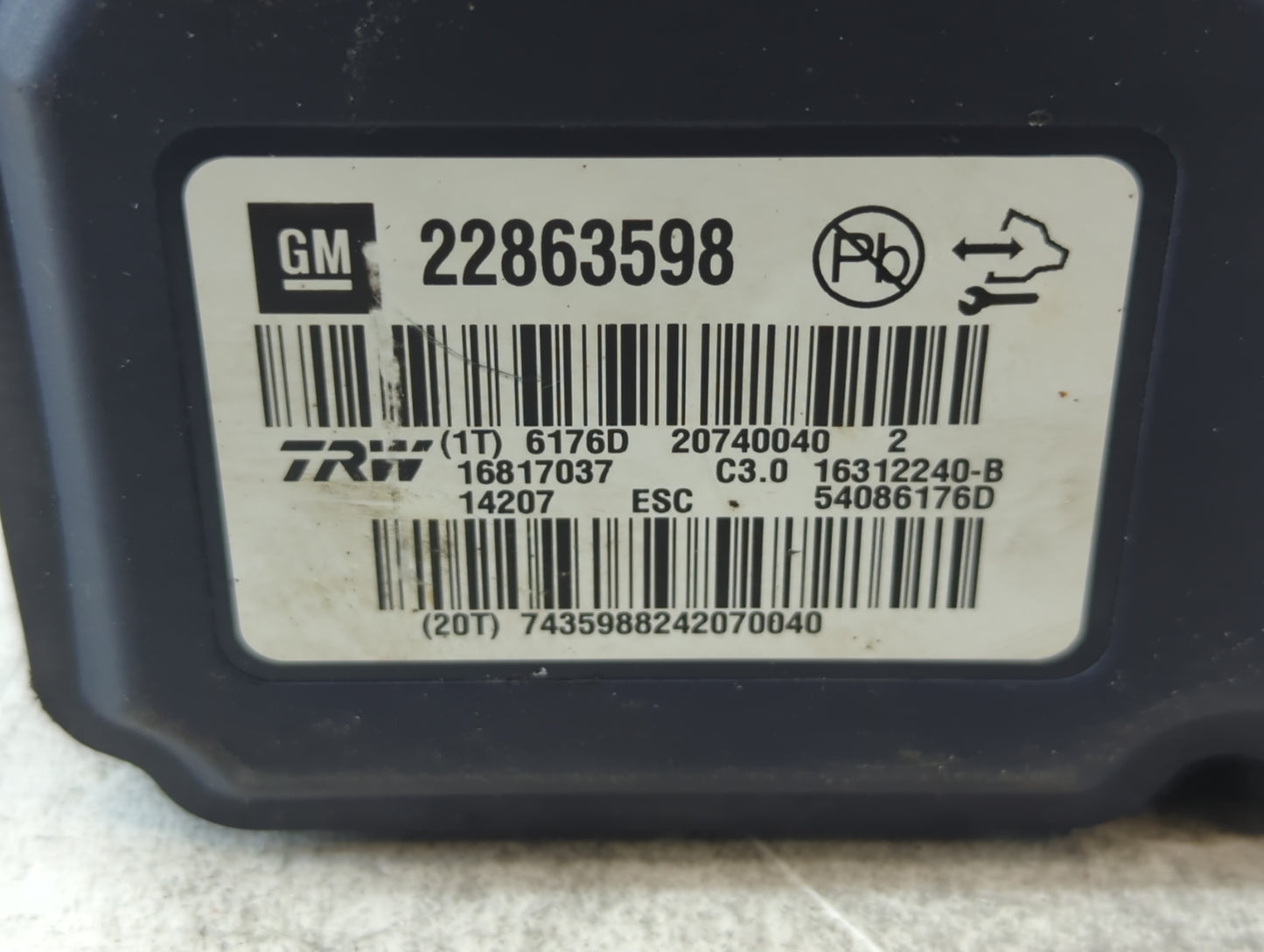 2013-2016 Chevrolet Malibu ABS Pump Control Module Replacement P/N:22863598 Fits Fits 2012 2013 2014 2015 2016 OEM Used Auto