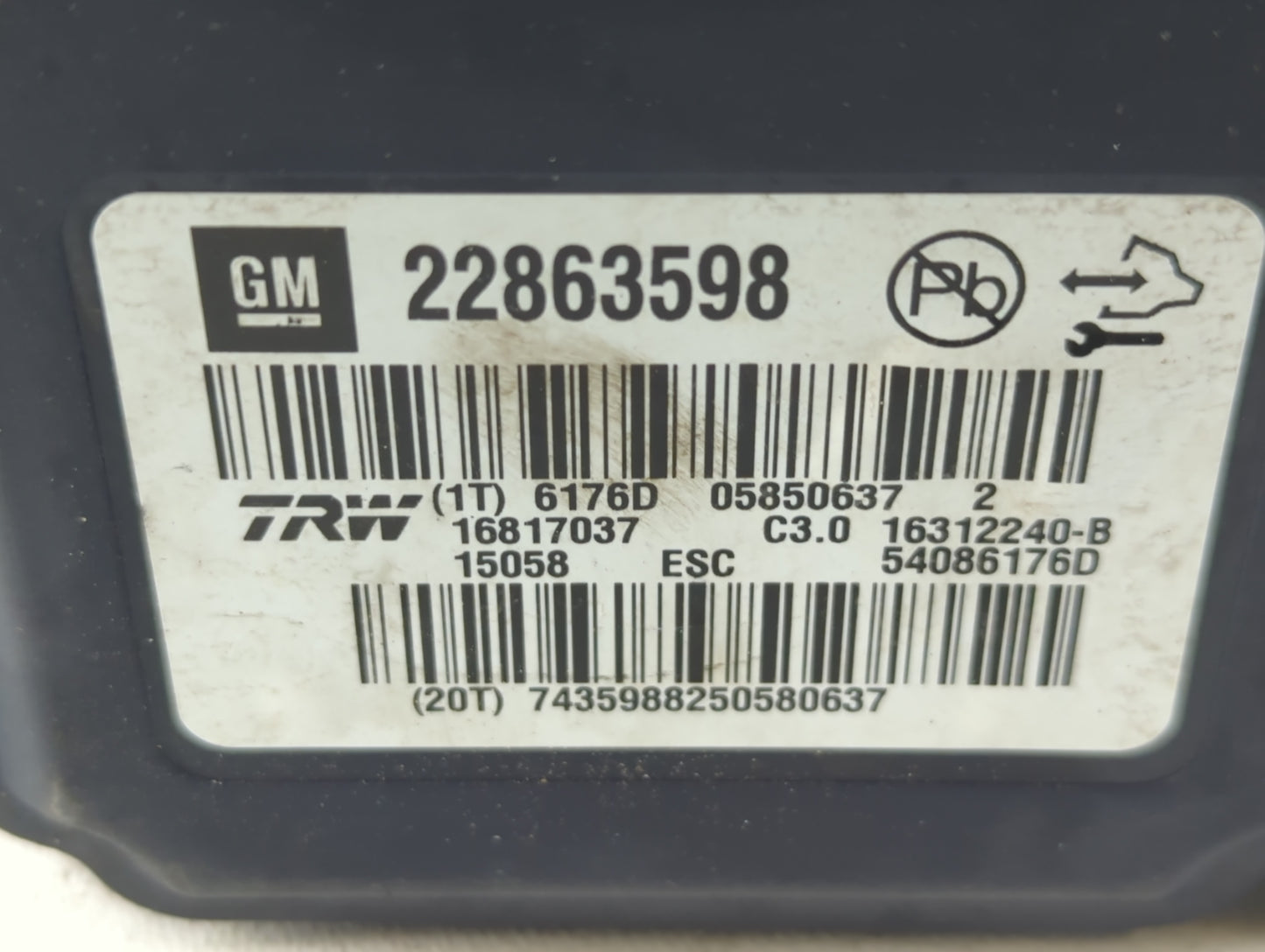 2013-2016 Chevrolet Malibu ABS Pump Control Module Replacement P/N:22863598 Fits Fits 2012 2013 2014 2015 2016 OEM Used Auto