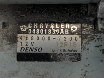 2015-2017 Chrysler 200 Car Starter Motor Solenoid OEM P/N:428000-7200 04801839AB Fits OEM Used Auto Parts