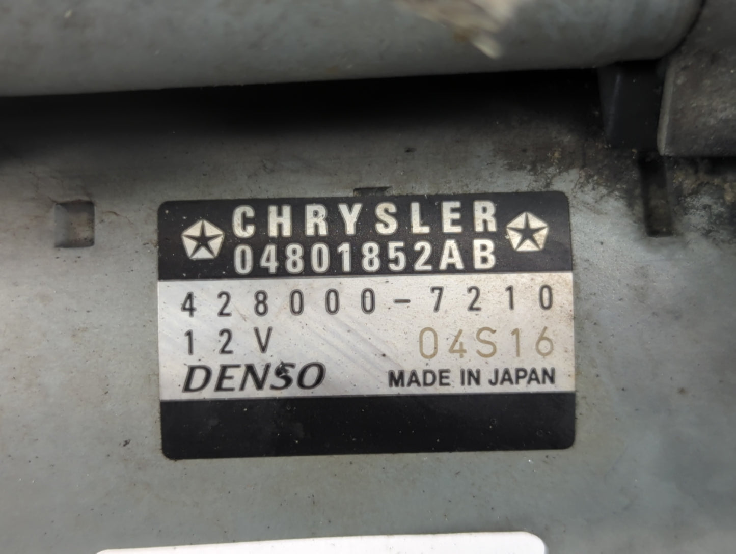 2011-2016 Dodge Challenger Car Starter Motor Solenoid OEM P/N:04801852AB 428000-7210 Fits Fits 2011 2012 2013 2014 2015 2016