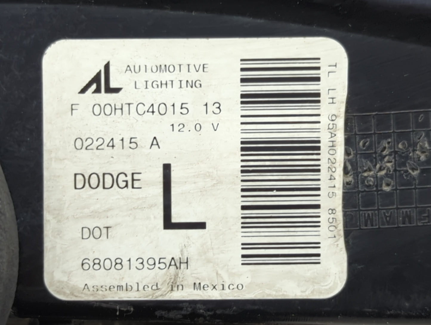 2013-2016 Dodge Dart Tail Light Assembly Driver Left OEM P/N:68081395AH Fits Fits 2013 2014 2015 2016 OEM Used Auto Parts -