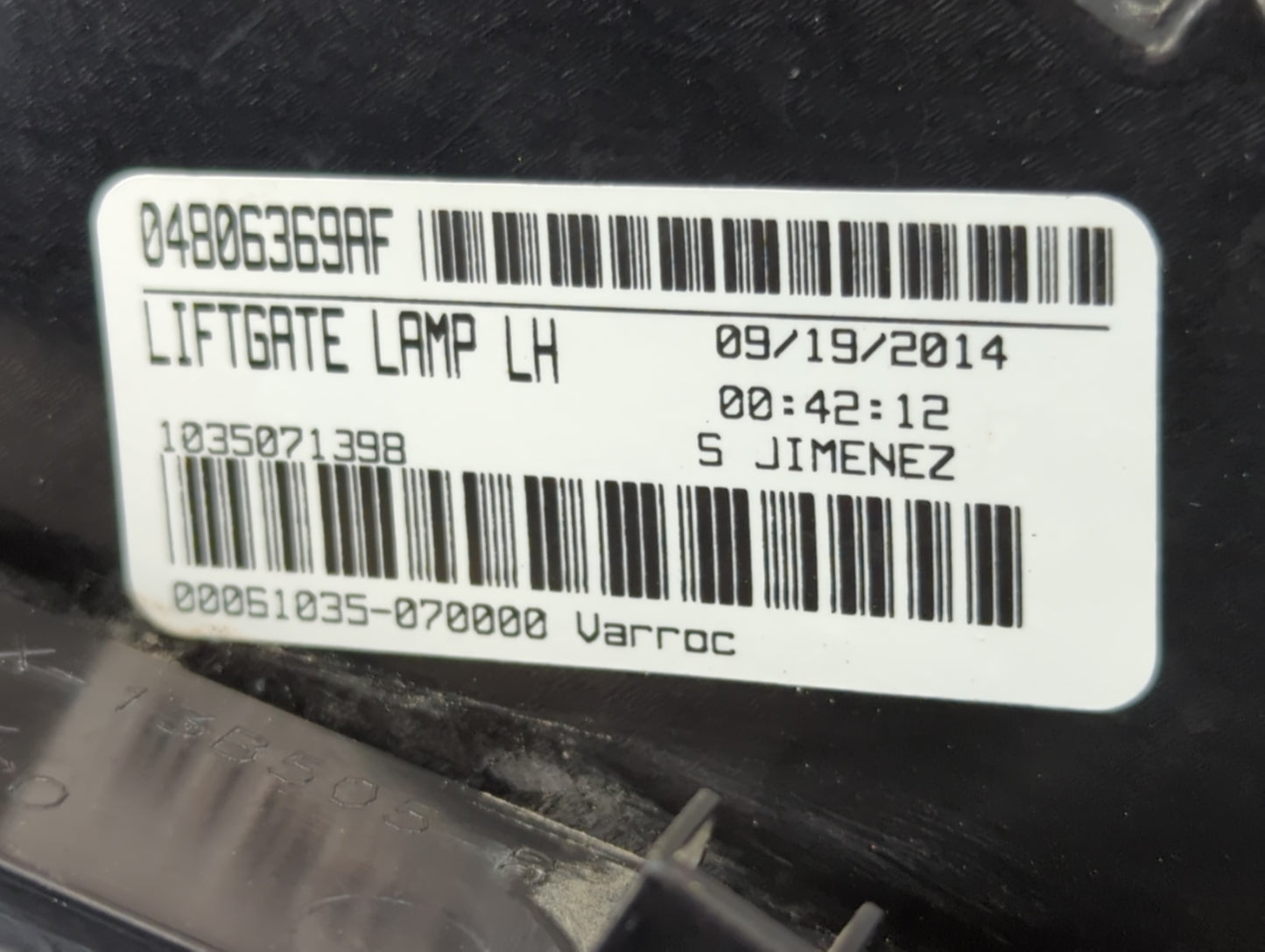 2015 Dodge Journey Driver Left Side Deck Lid Mounted Tail Light - Oemusedautoparts1.com