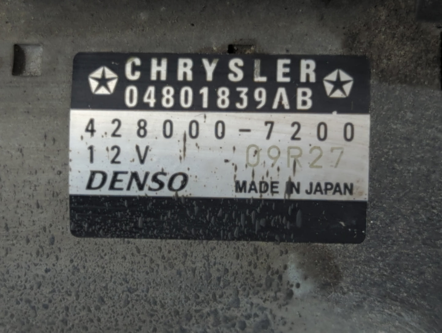 2011-2019 Dodge Journey Car Starter Motor Solenoid OEM P/N:428000-7200 04801839AB Fits OEM Used Auto Parts - Oemusedautopart